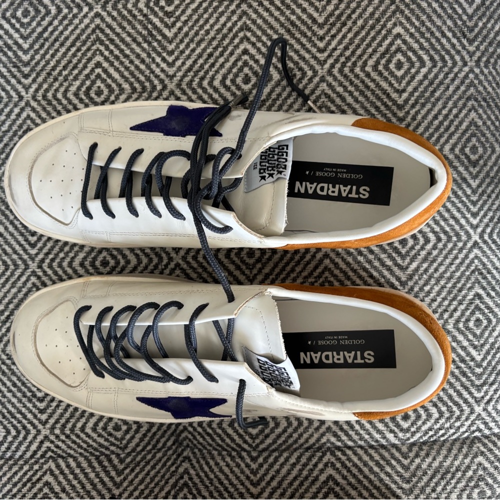 Golden Goose Stardan white/deep blue/cathay spice shoes. EUC. Worn once